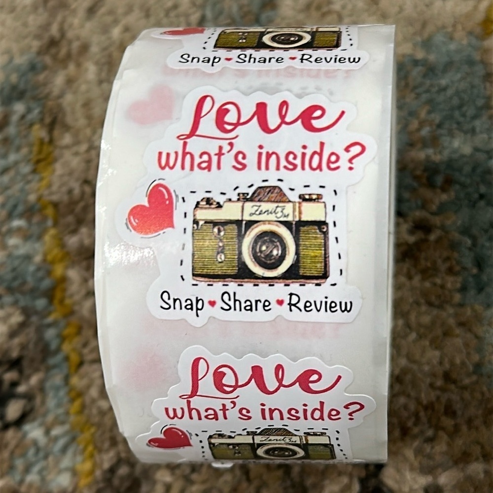 500 Stickers LOVE What's Inside Multicolor Stickers Roll of 500 NWT Marketing